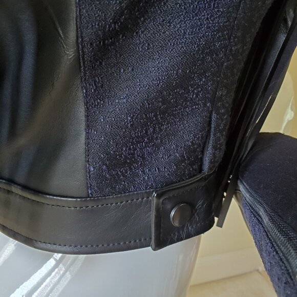 BCBGMAXAZRIA Farrell Black Fringe-Trim Faux Leather Short Jacket SZ XS - Picture 11 of 15